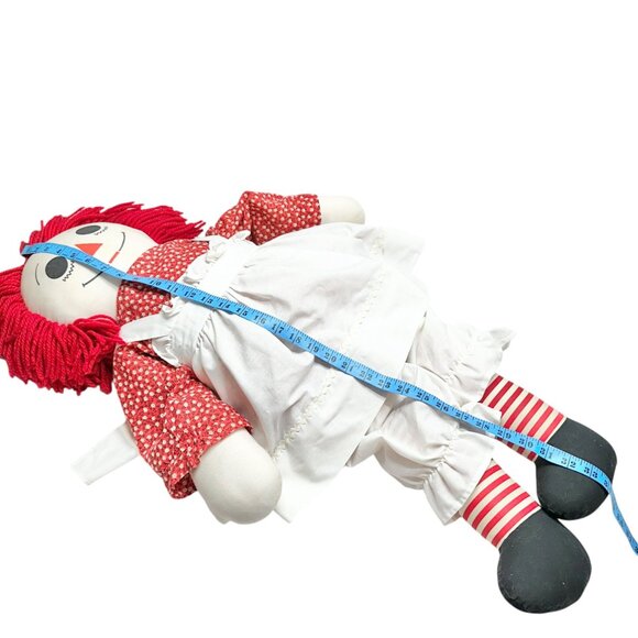 Handmade 1960s Raggedy Ann Andy Dolls Red Yarn Hair Cloth Bodies Classic 34x19 - Picture 13 of 16